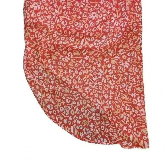 IML Women's Red & White Poly Floral Left Side Drawstring Slit Flowy Skirt NEW - Picture 9 of 11